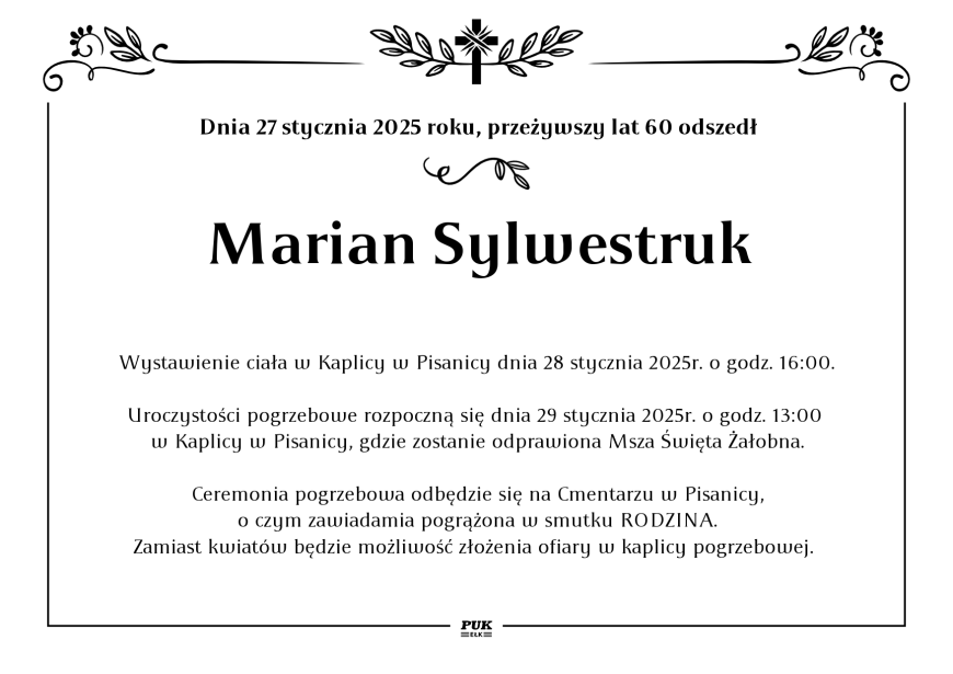 Marian Sylwestruk - nekrolog